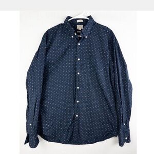 J. Crew Classic men shirt size L blue with white dots